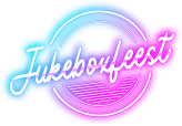paars blauw neon logo van jukeboxfeest